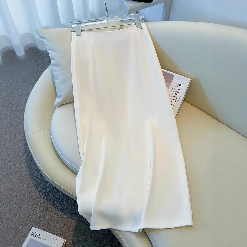 White A-Line Skirt Women Summer 2025 New Draped Slimming Blazer Skirt Midi Skirt Straight Bodycon Skirt