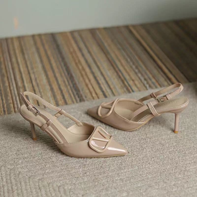 High heels women's French spring and summer shallow oral wedding shoes plus size fashion 2026 nude color small fragrance versatile stiletto toe