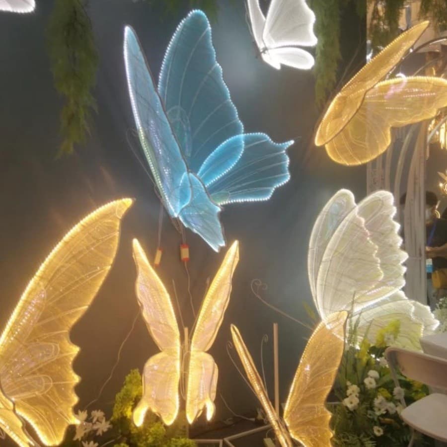 New Wedding Props: Glowing Butterfly Wings, Runway Decorations, Stage Decorations, Wedding Hall Decorations, Ceiling Decorations, Window Decorations