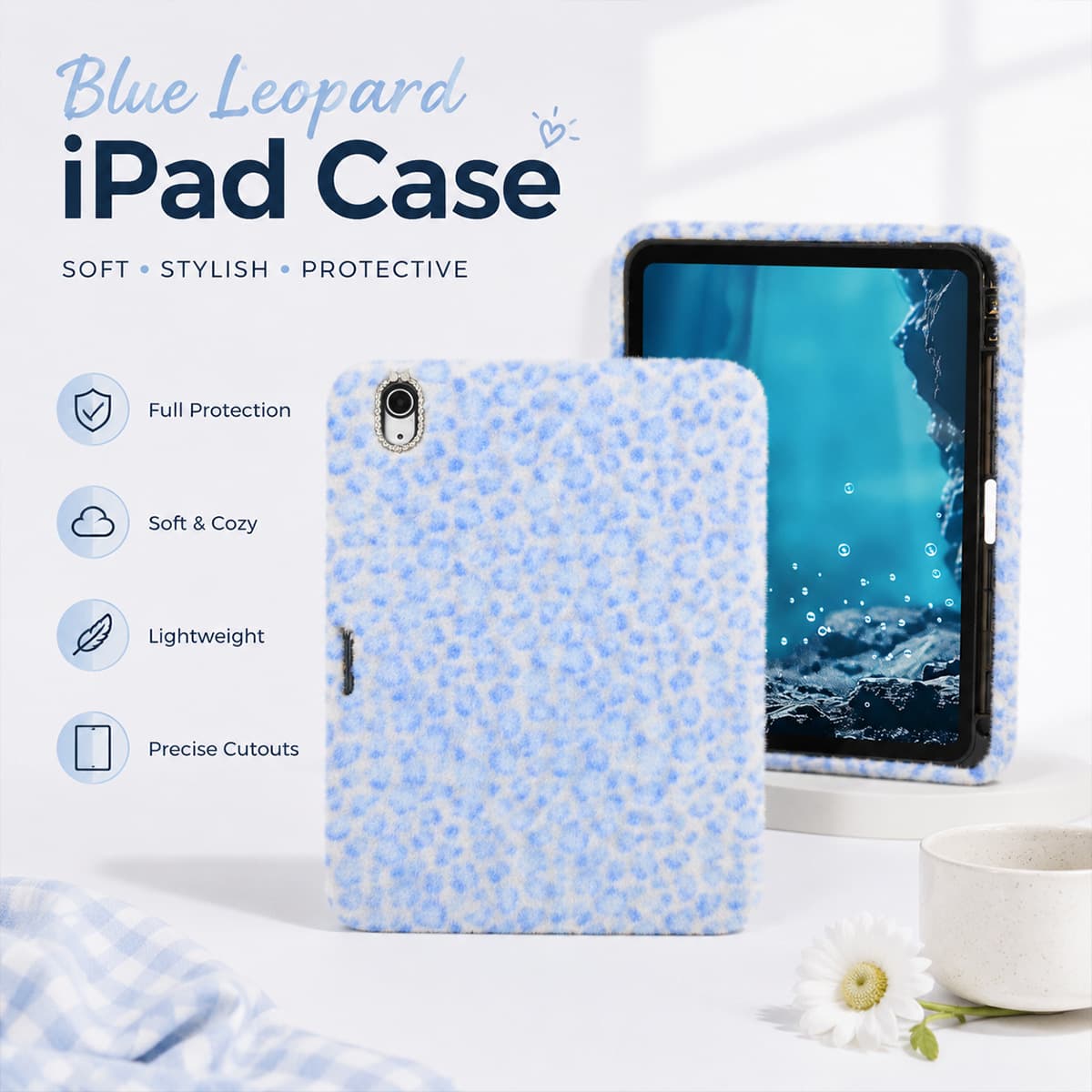 Compatible iPad Tablet Case with Pen Slot for iPad 10th Gen, iPad 11th Gen Protective Cover
