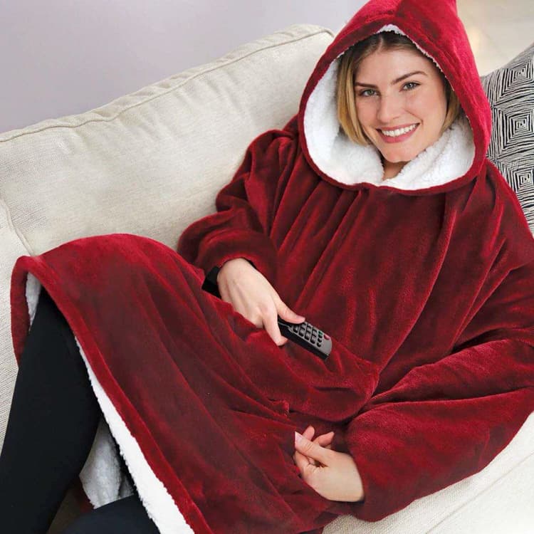 Popular Huggle Hoodie Fleece Pullover Jacket with Hood, TV Blanket, Outdoor Warm and Cold-Proof Nightgown