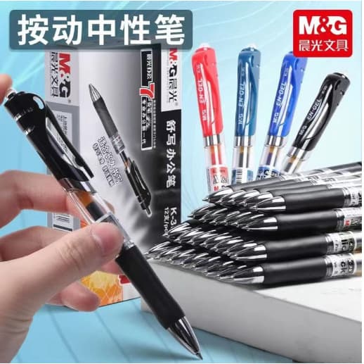 Brand K35 gel pen 0.5mm pressable signature pen conference pen black red and blue water pen for students to study and office