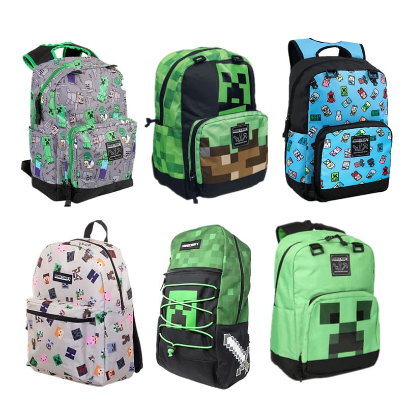 Amazon New Minecraft Creeper Backpack Diamond Pickaxe Weapon Creeper School Bag Large Stock Available