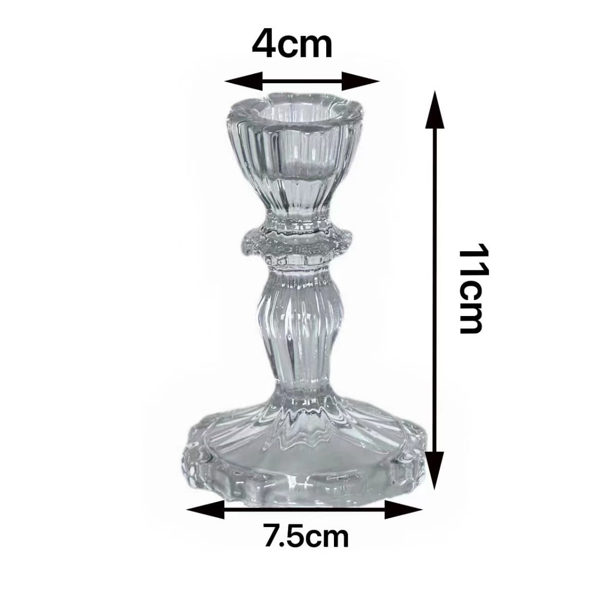 Nordic Style Crystal Glass Low Candle Holder, Floral Taper Candle Holder, Tabletop Decoration, Photography Prop, Dining Table Home Decor