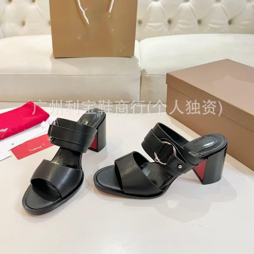 Cross-border 2026 new summer style outer wear high-heeled slippers for women thick-heeled Roman sandals beach shoes sandals for women