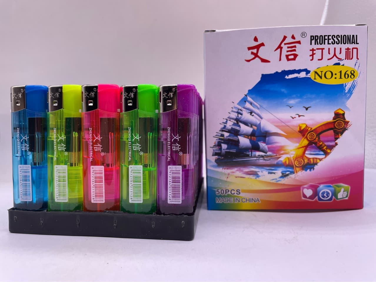 Factory Direct Sales Wenxin 168 Extra Large Thickened Disposable Transparent Open Flame Electronic Ignition Lighter Wholesale