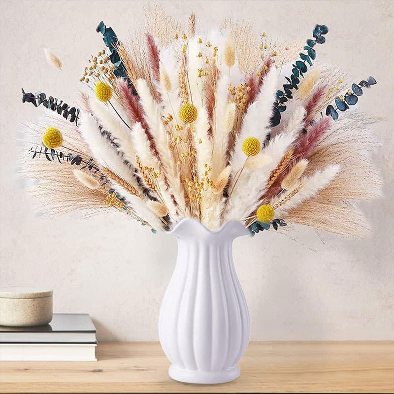 Dried Flower Arrangement - Sunflower Bouquet Natural Colors Artificial Greenery Rustic Style Ideal For Home Decor
