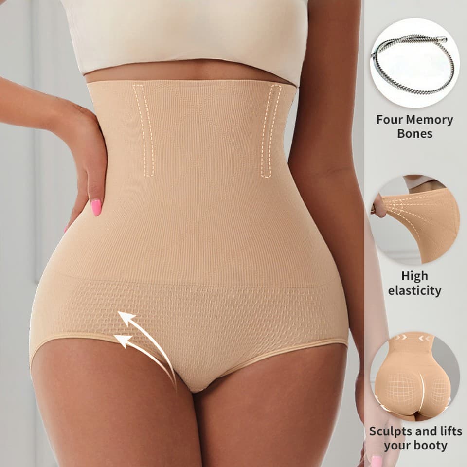 Cross-border popular European and American high-waisted seamless tummy-controlling butt-lifting pants for women, tight-fitting body-slimming briefs for women