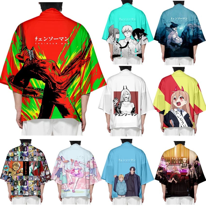 Factory Direct Chainsaw Man Cosplay Kimono Cloak 3D Digital Print Anime Role-Play Robe Wholesale