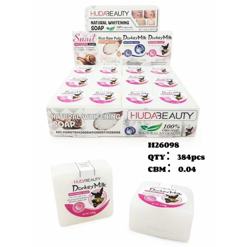 HUDA Beauty Donkey Milk Crystal Soap Natural Cleansing Face Wash Hand Wash Plant-Based Fragrant Soap