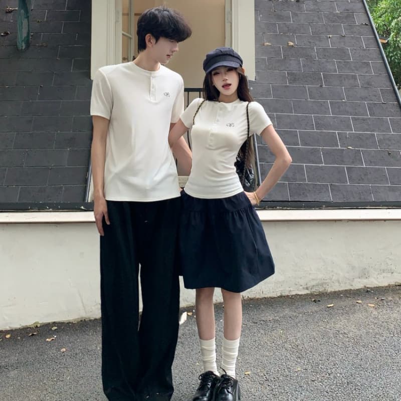2026 New Summer Couple Short Sleeve T-Shirt and Skirt Two-Piece Set