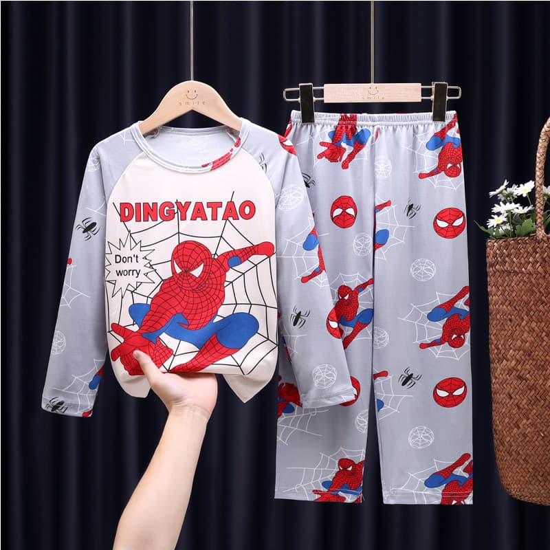 Children's Pajamas Spring Autumn Long Sleeve Boys Girls Medium Large Kids Thin Cartoon Baby Boy Girl Homewear Set