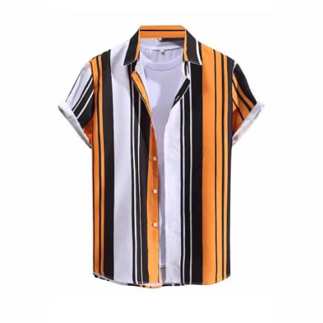 Stripe Mens Shirt Flower 2025 3D Printed Shirt Casual Short Sleeve Top Beach Party Shirt