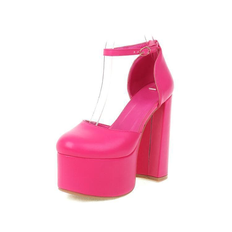 2023 New Sexy Closed-Toe Sandals for Women, Waterproof Platform Chunky Heel High Heel Buckle Strap Mid-Heel Hollow Sandals