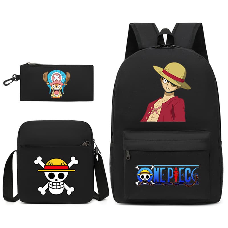 Cross-border Amazon Direct Supply Japanese Anime One Piece Printed Backpack Student 3-Piece Set Backpack