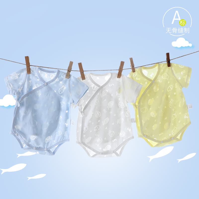 Baby Bodysuit Thin Summer Infant Triangle Romper Newborn Baby Clothes 0-1 Year Summer Sleepwear Belly Protection