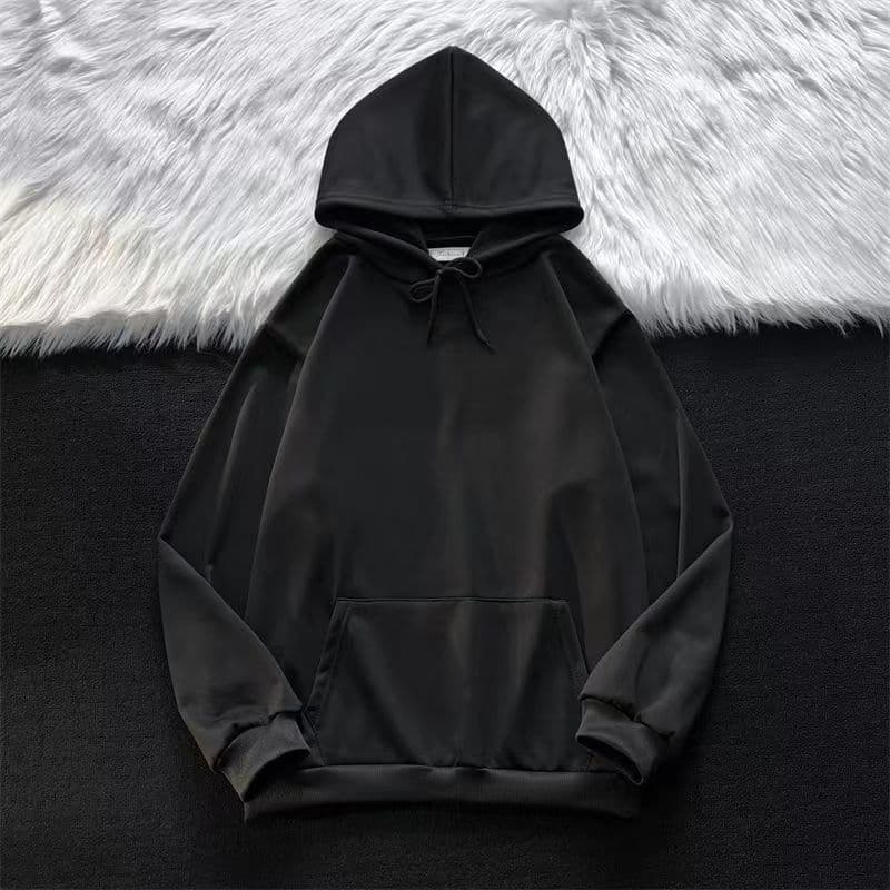 Trendy and fashionable solid color hooded sweatshirt for men, casual autumn loose couple pullover long sleeve 2024 Korean style clothes