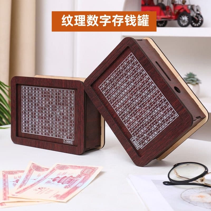 Retro Creative Reusable Wooden Money Box Counter Home Decorations Density Board Material Personal Finance Management Tool
