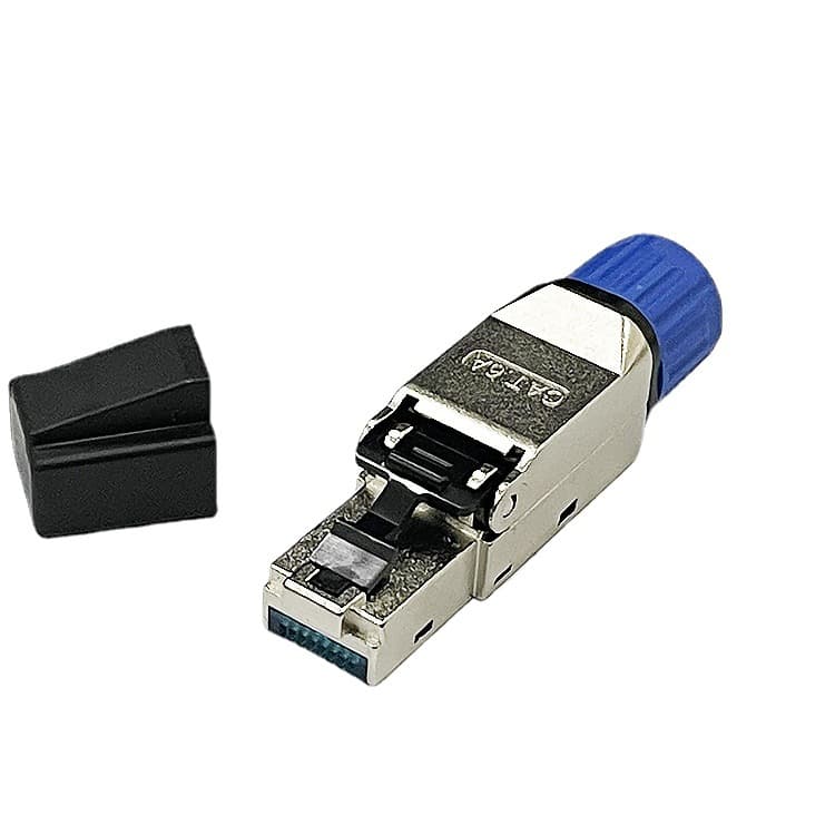 Tool-free zinc alloy Cat.6A/Cat.8 10-Gigabit connectors, tool-free crimp connectors, quick-connect connectors