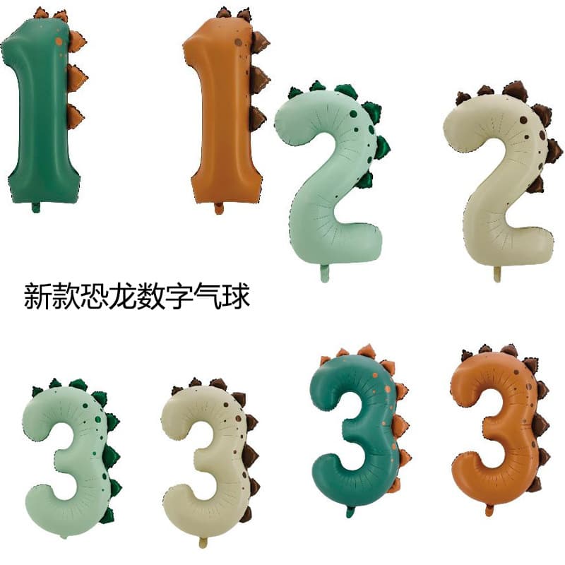 New Large Dinosaur Number Balloons Children's Birthday Party Decoration Aluminum Film Number Balloons Wholesale