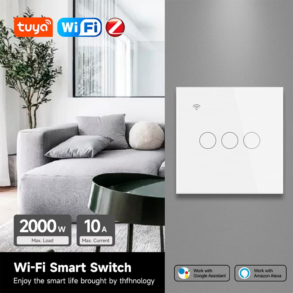 Tuya WIFI/Zigbee touch smart switch 86 type wall switch manual switch Tuya app control