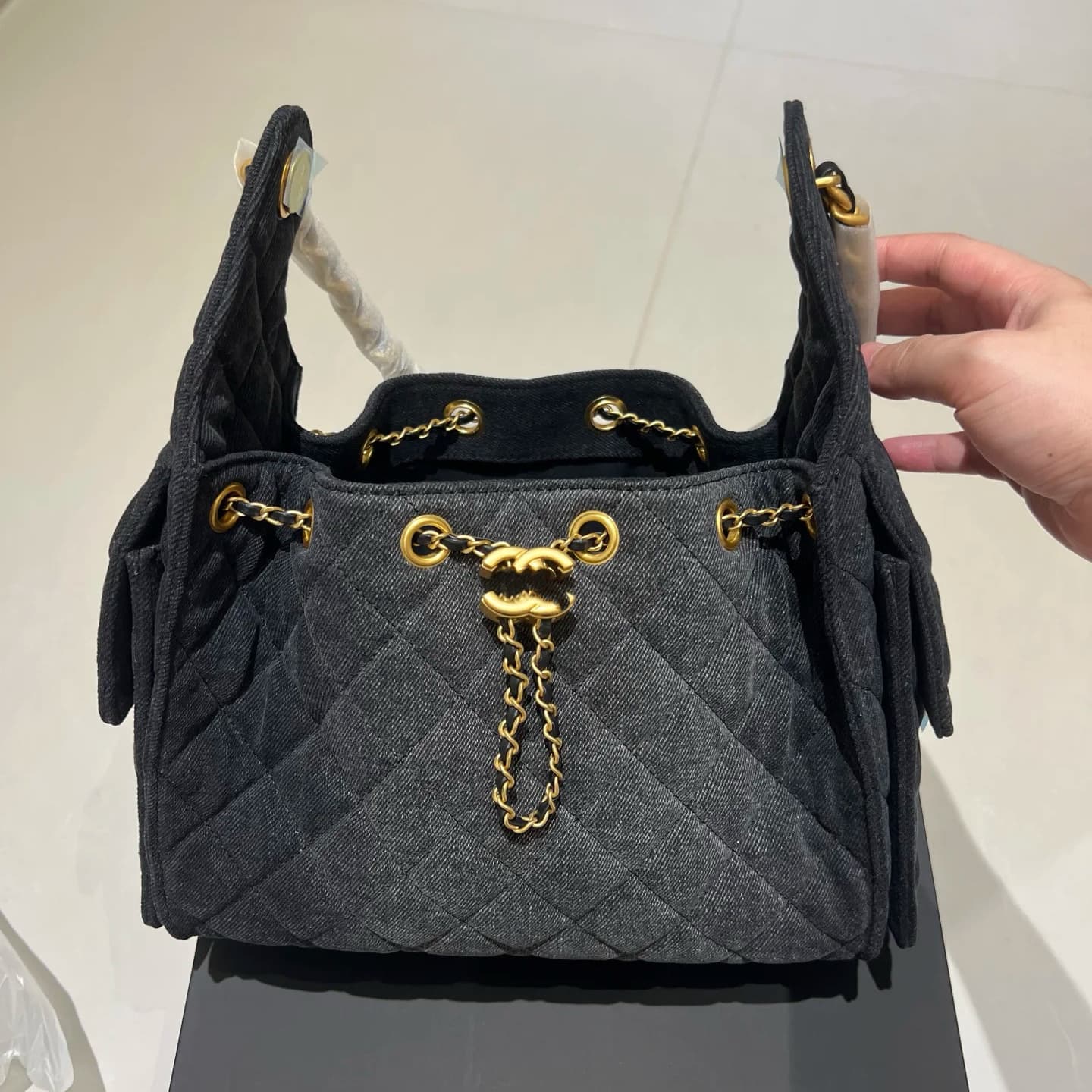 2025 new denim bucket bag hobo trendy brand chip high version 25c shoulder bag crossbody bag versatile bag