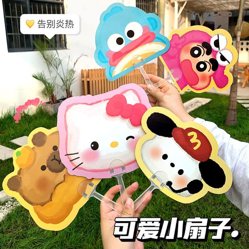 Novelty Hand Fan KT Children's Day Gift Small Round Fan Mini Portable Shaped Fan Kindergarten Class Gift