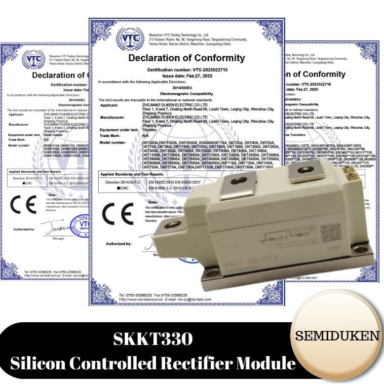 SKKT330/16E Thyristor Module 330A Bidirectional Thyristor, Industrial Grade Power Electronic Device