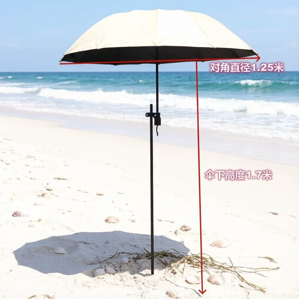 Pointed Insert 125cm Large Beach Umbrella, Fishing Umbrella, Portable Seaside Sand Play Sunshade, Sunscreen Ground Insert Umbrella