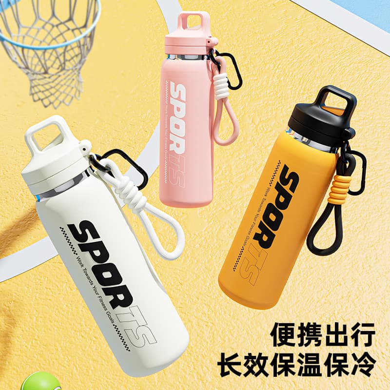 316 Stainless Steel Insulated Water Bottle for Men and Women, Outdoor Travel Sports Portable Cup, One-Button Pop Lid with Dual Drinking Straws