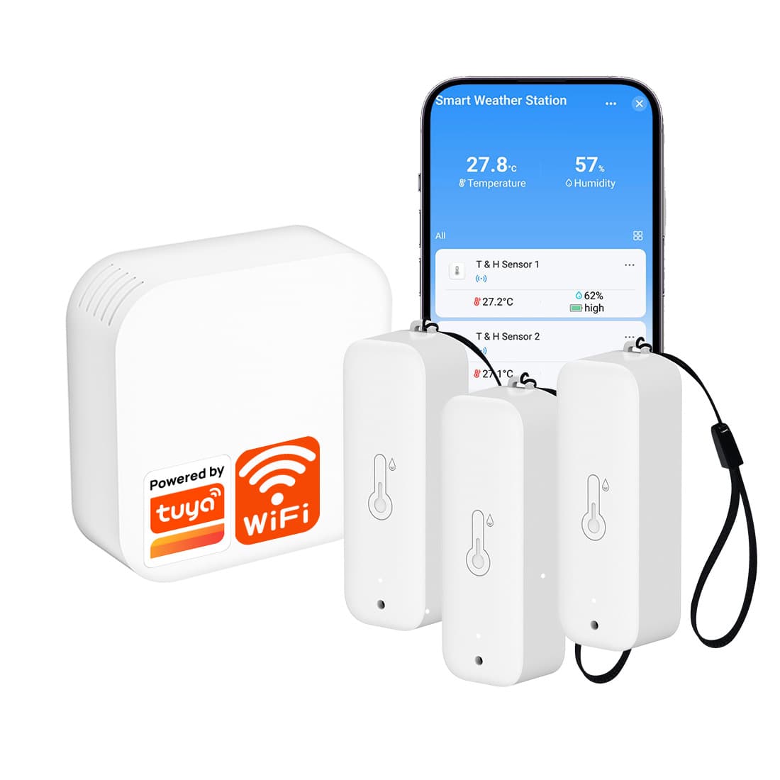 Tuya Smart WiFi Temperature and Humidity Weather Station App Home Temperature and Humidity Detector Linked to Alexa Google Speaker