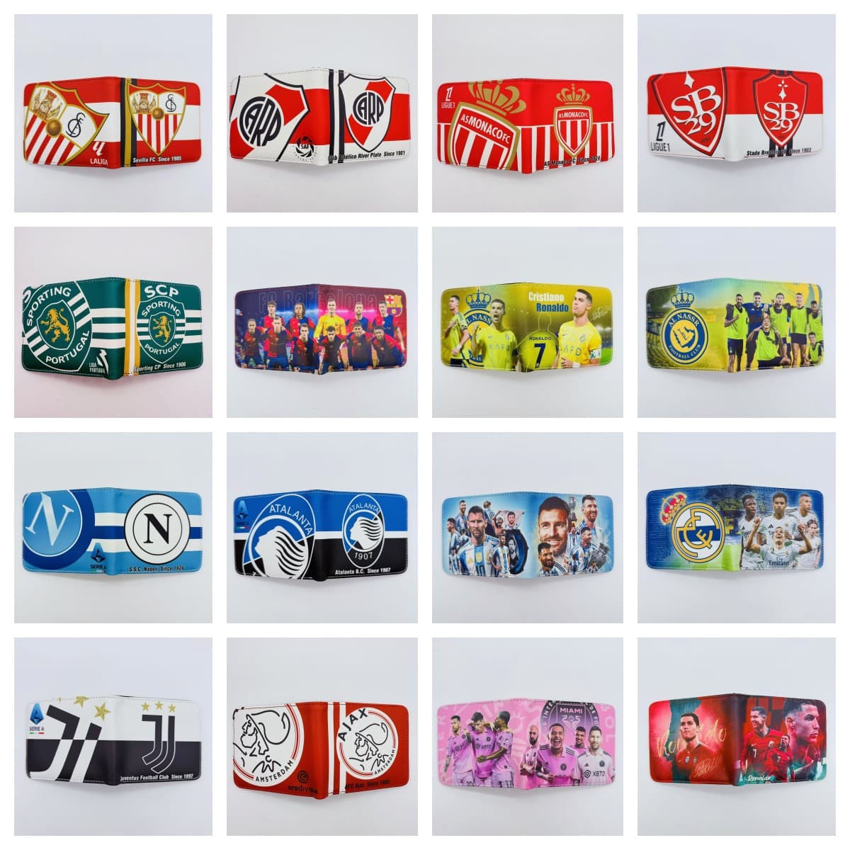 Football Club Coin Purse PU Short Two-fold Coin Purse Student Men's Wallet Card Bag Pickup Bag for Fans