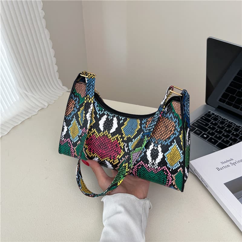 2025 Trendy Snake Print Fashion Casual Crocodile Texture Crossbody Shoulder Handheld Small Square Bag
