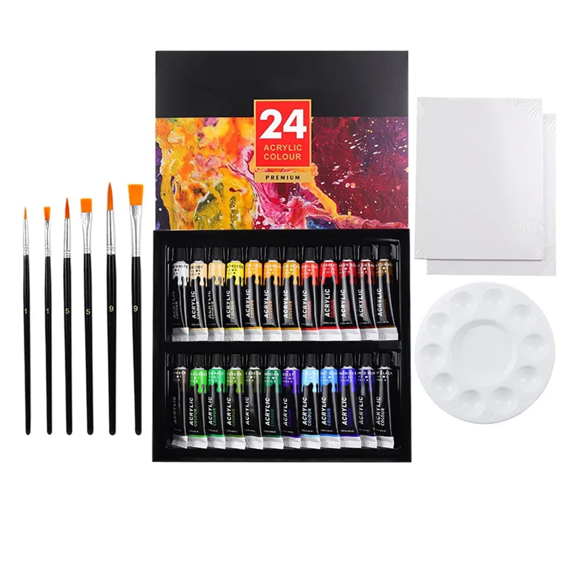 AliExpress Acrylic Paint Set Professional Brush Kit 12ml Tubes Artist Painting Pigment Hand-Painted Wall Paint DIY