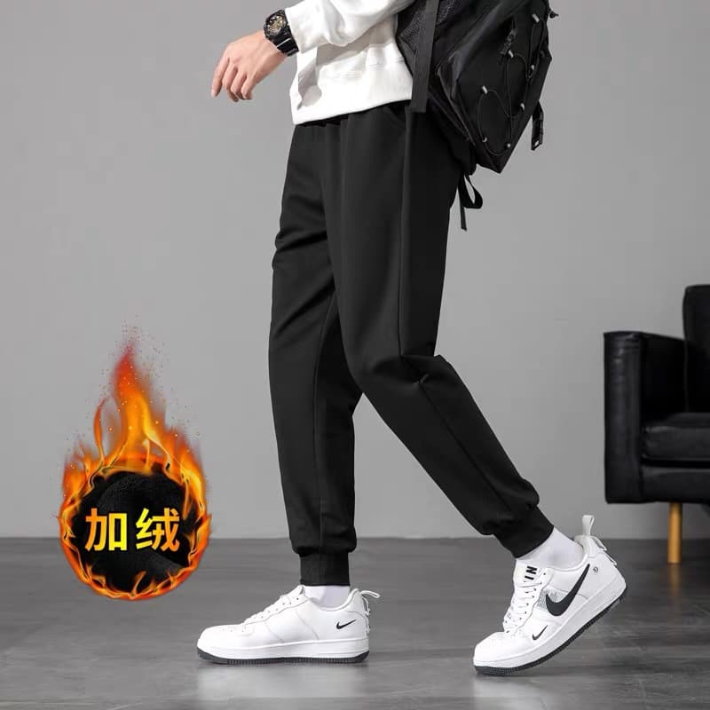 Men's Casual Joggers, Ankle-Length Tapered Pants, Loose Fit, Autumn/Winter Fleece-Lined