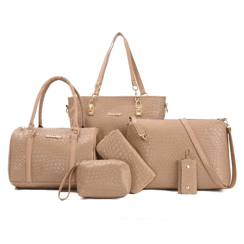 New Large Capacity Tote Bag for Women PU Fashion Versatile Embossed 6-Piece Set Handbag Shoulder Bag Crossbody Bag