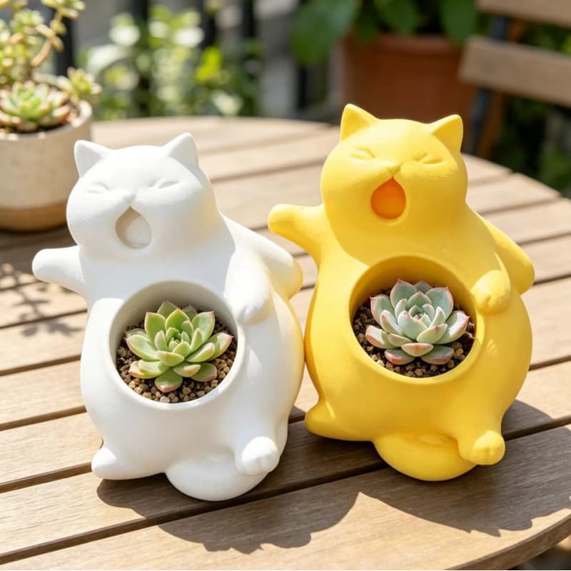 Cross-border Hot Selling Yawning Cat Shaped Plant Pot