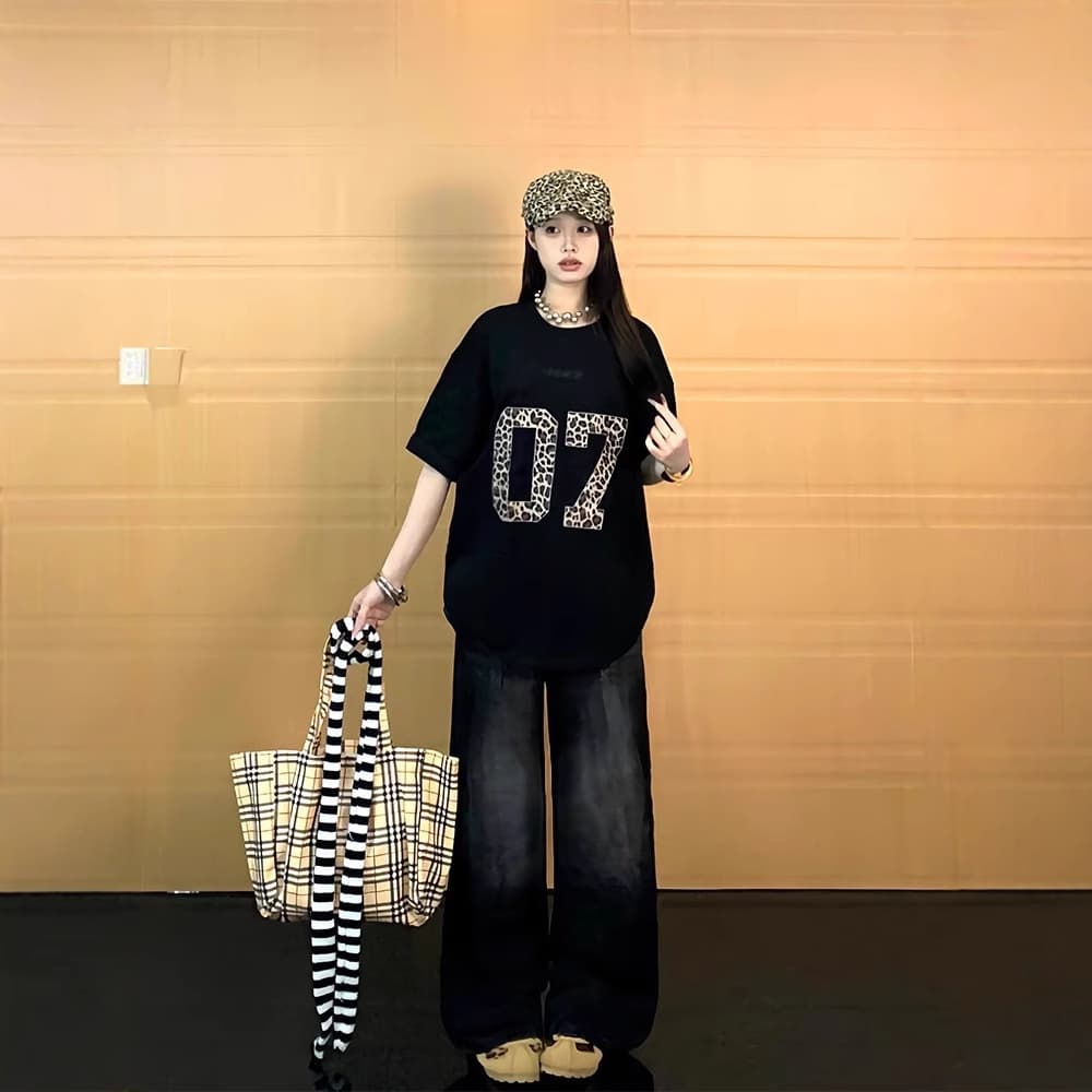 American High-Street Retro Vintage Short-Sleeve T-Shirt for Women, New Summer Style, Loose-Fit Unique Design Couple Top Women's Wear