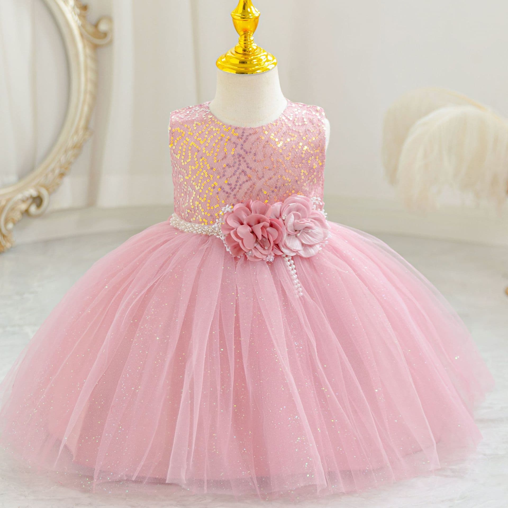 Children's Formal Dress Baby Sleeveless Princess Dress 1st Birthday Party Dress