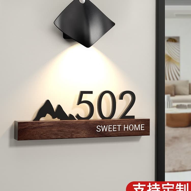 Personalized Illuminated House Numbers with Lights for Entrance Doors, Decorative Door Number Stickers