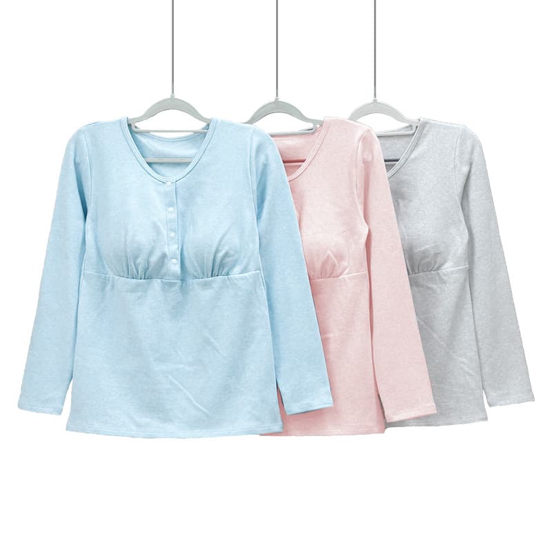 Colored Yarn Cotton Fleece Thickened Front-Button Top, No Bra Needed, Plus Size Home Confinement Wear, Casual Nursing Clothes