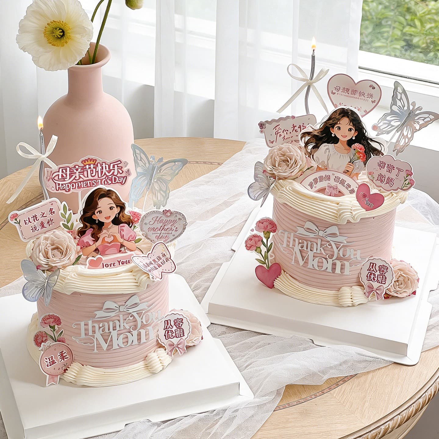 Mother's Day Long Hair Fairy Mom Happy Holiday Cake Decoration Insert Acrylic Plugin