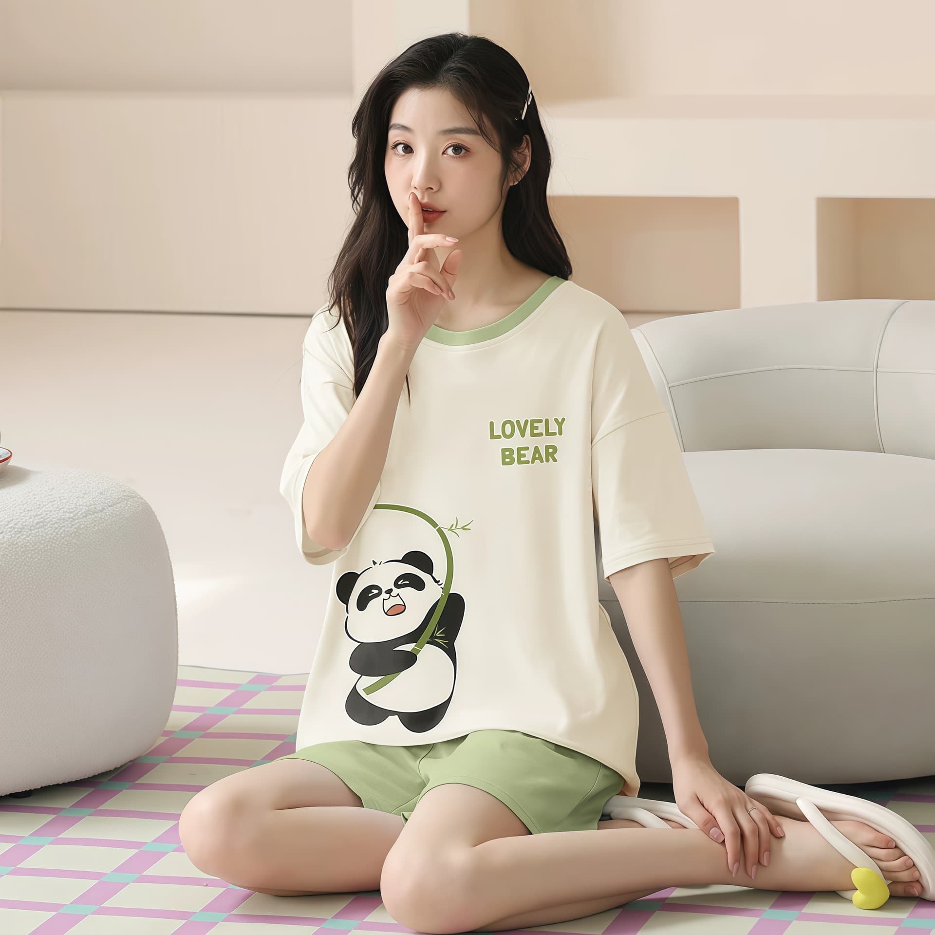 Indonesia Hot Selling Women's Pajamas Summer Short Sleeve Short Pants Plus Size Cartoon Cute Girl Homewear Large Stock Wholesale