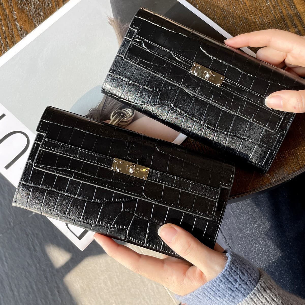 Genuine leather wallet women's new cowhide clutch Kelly long wallet large capacity coin purse daily versatile card holder