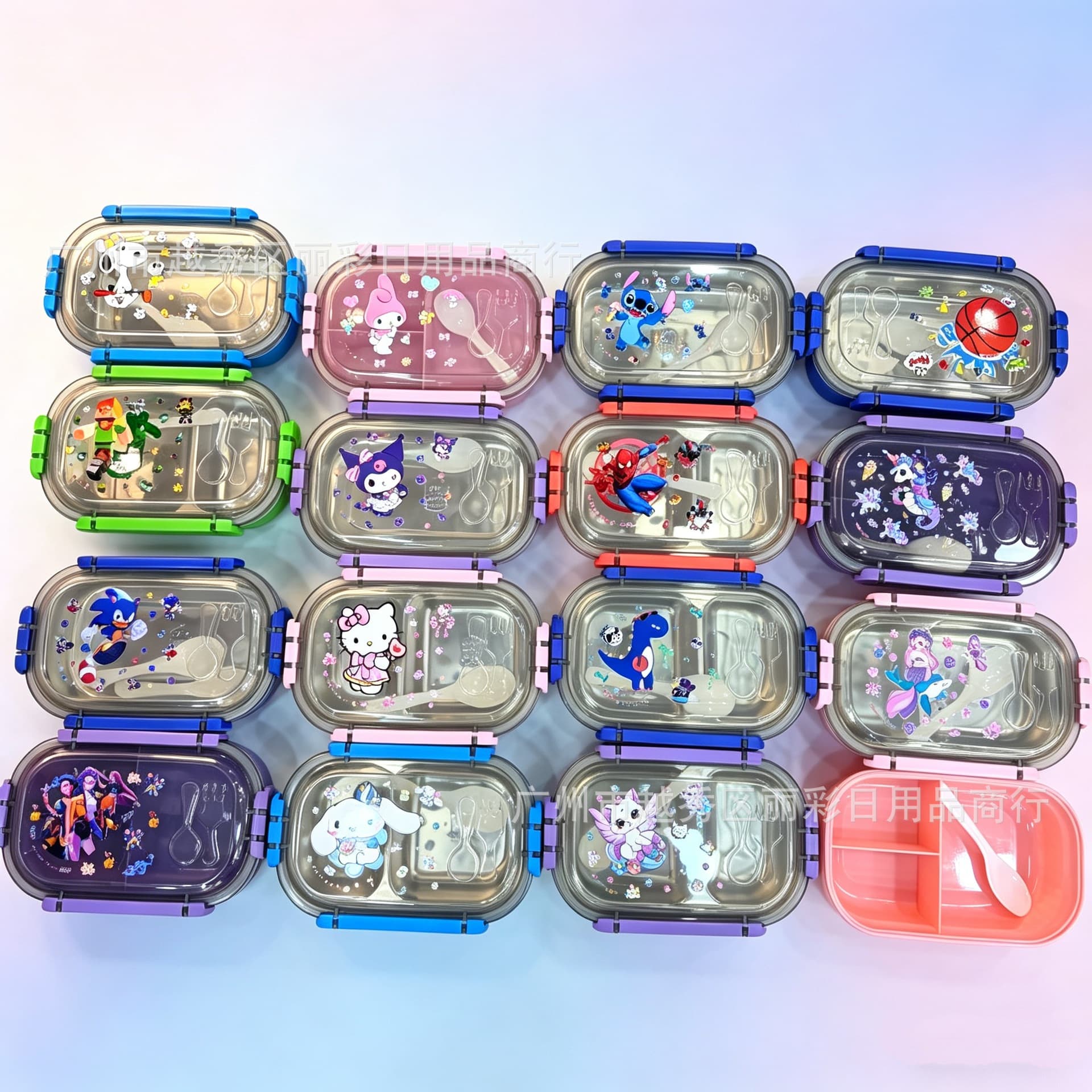 Cartoon 304 stainless steel lunch box divided lunch box student lunch box two compartments children's lunch box girl group Snoopy
