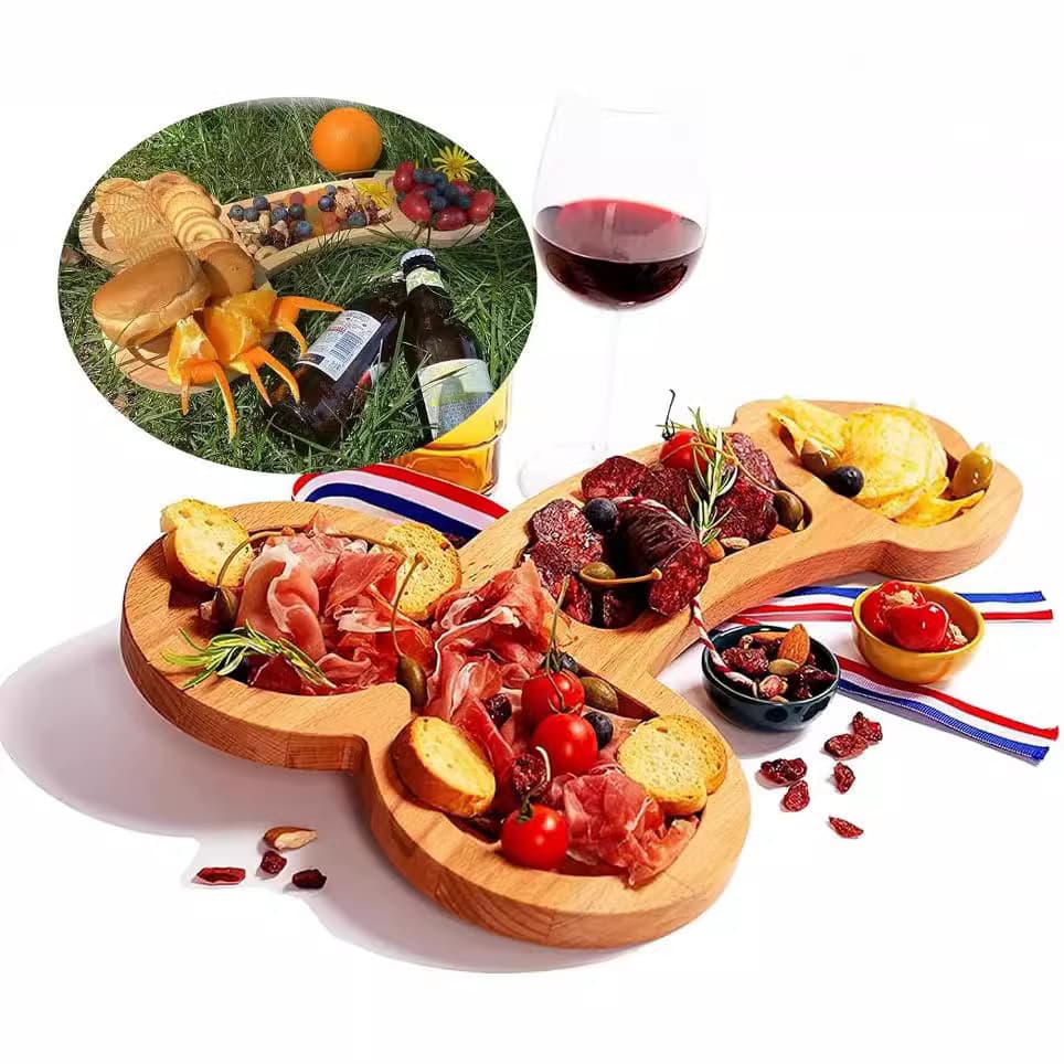 Wooden Tricky Tray Creative Fun Home Fruit Dessert Plate Party Funny Solid Wood Ornament Plate Snack Plate