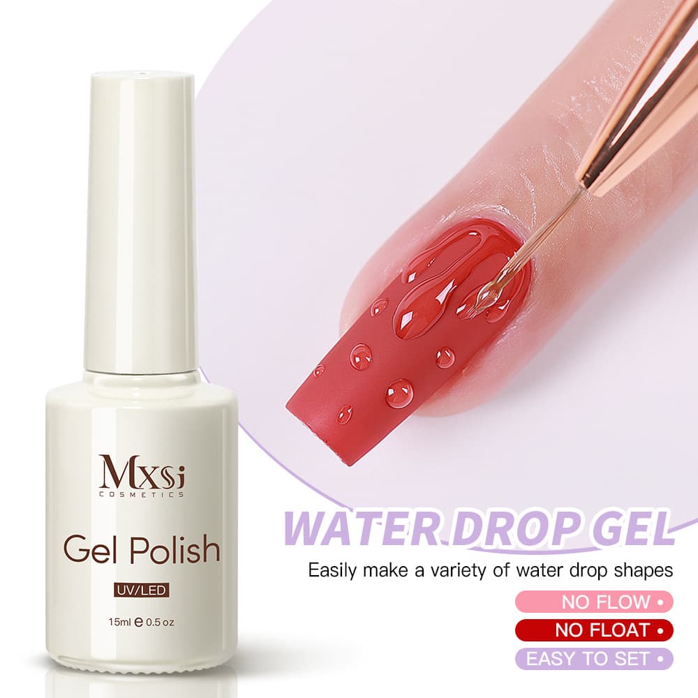 MXSI Nail Water Drop Gel, 3D Water Ripple Design, No-Wipe Phototherapy Nail Polish, Nail Salon Gel
