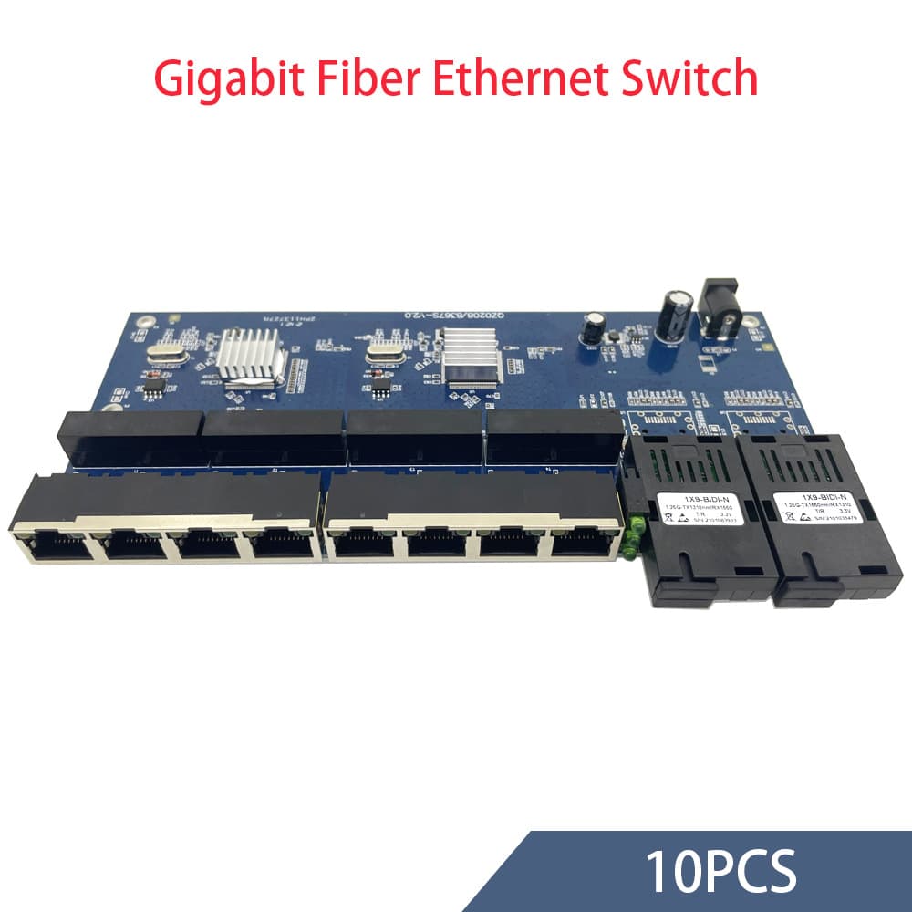 Gigabit 2 optical 8 electrical, 2 gigabit optical ports, 8 10/100/1000Mbps Ethernet ports, supports 5-12V power input