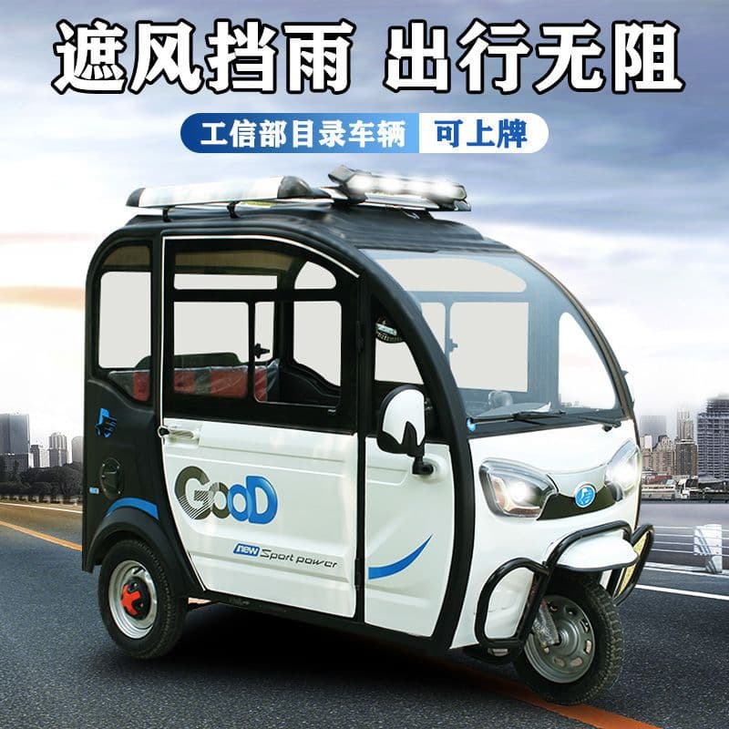 Electric Tricycle, Fully Enclosed Compact Household Mini Electric Vehicle with Canopy, National Standard Licensed Factory Model