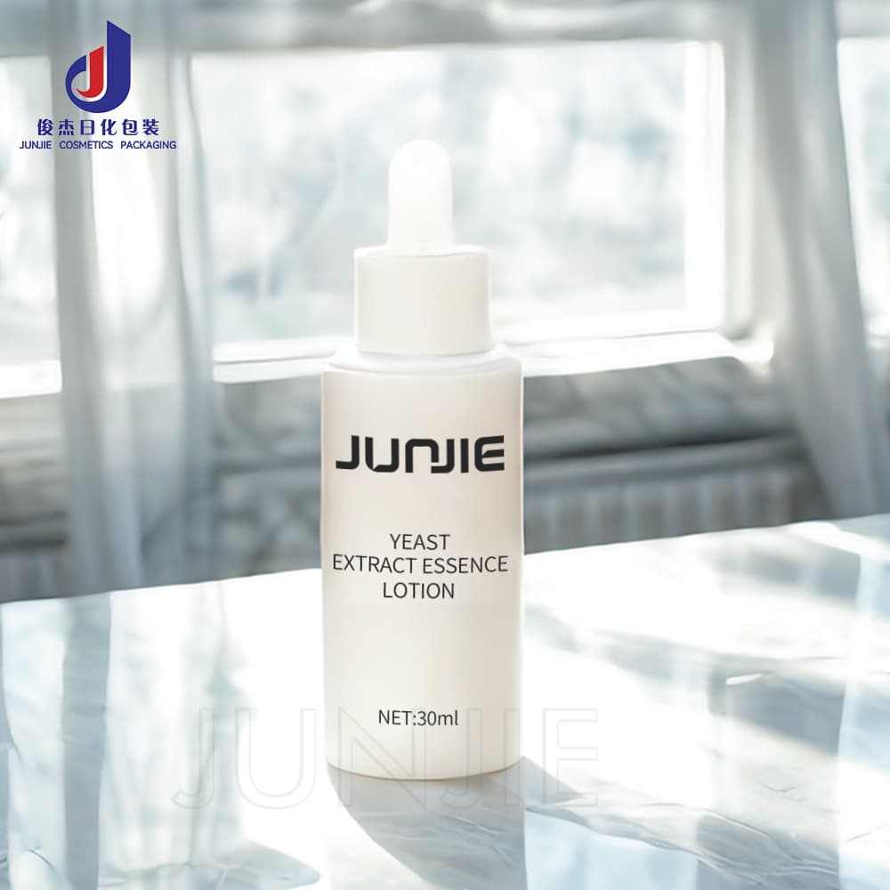 Junjie White Glue Head Dropper Bottle Flat Shoulder Raw Liquid Packaging Travel Essential Oil Blending Bottle Essential Oil Body Lotion Dropper Bottle